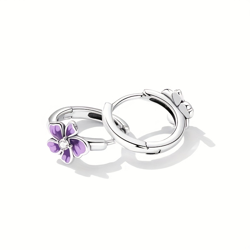 Women's Elegant Morning Glory Floral Hoop Earrings, Delicate Design